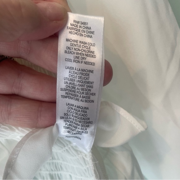 NWOT WAYF White V-Neck Smocked Waist Peplum Top Size M - Picture 7 of 13